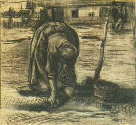 Peasant Woman Planting Potatoes Nunen Nuenen Netherlands By