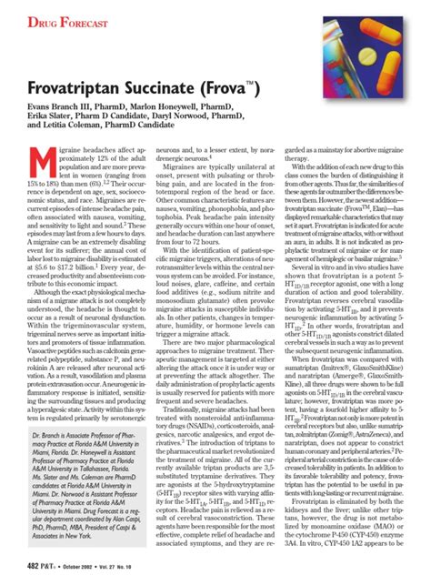 Frovatriptan Succinate (Frova™ | Migraine | Headache