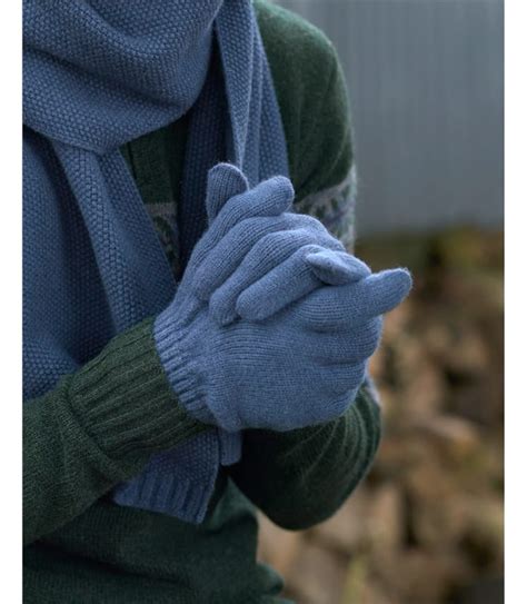 Denim Blue Mens Essential Pure Lambswool Gloves Woolovers Us