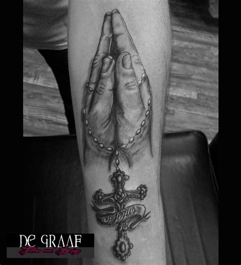 Praying Hands Black And Grey Tattoo By De Graaf Tattoo In 2024