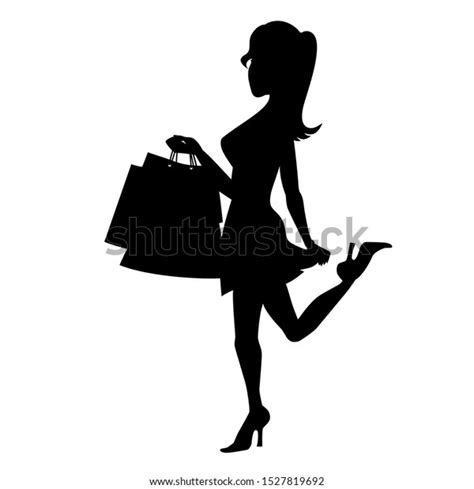 Girl Long Hair High Heels Holding Stock Vector Royalty Free