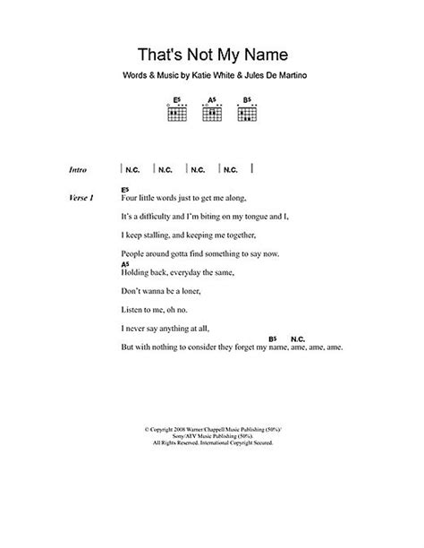 The Ting Tings That S Not My Name Sheet Music Notes Chords Sheet