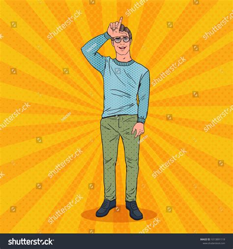 Pop Art Man Showing Loser Sign Stock Vector (Royalty Free) 1013891119 ...