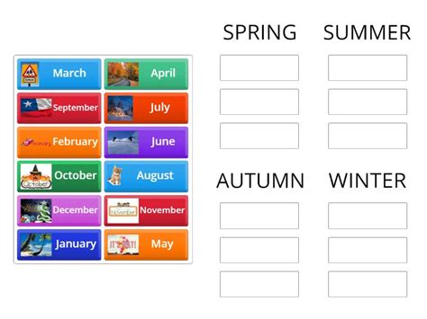 Months Of The Year Seasons Ordenar Por Grupo