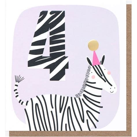 Caroline Gardner Party Pals Birthday Card Age Zebra