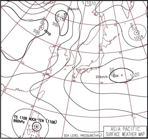 Surface weather map at 0300 LST on 27 July 2011. | Download Scientific ...