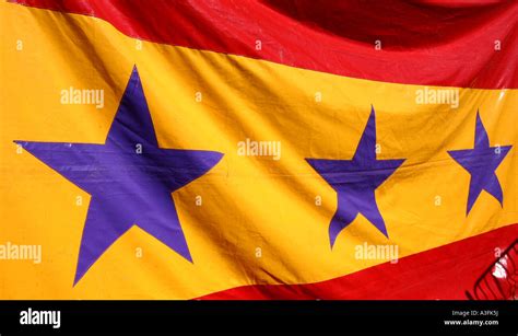 RED AND YELLOW FLAG WITH PURPLE STARS HORIZONTAL BAPDB9008 Stock Photo ...