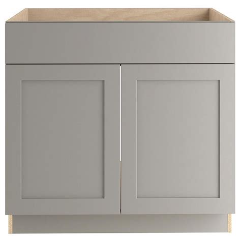 Hampton Bay Edson Shaker Assembled 36x34 5x24 5 In Sink Base Cabinet In Gray Cm3635s Kg The