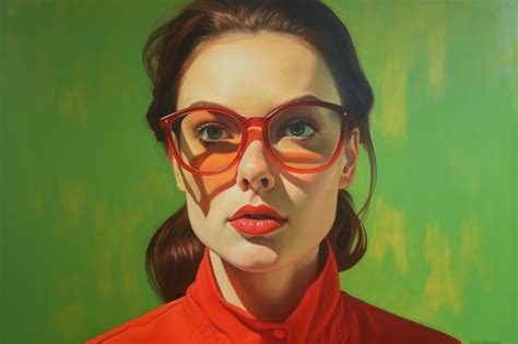 Premium Ai Image A Woman With Glasses In Red And Green