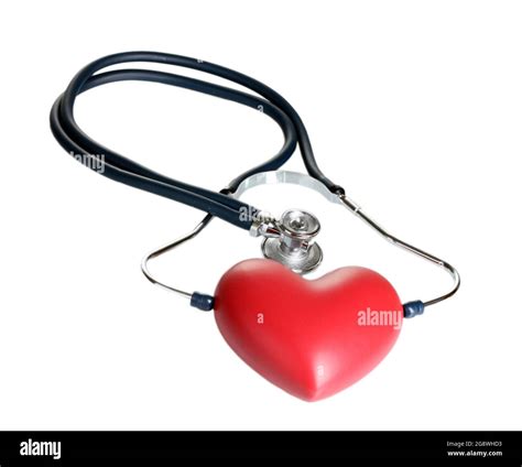 Medical Stethoscope And Heart Isolated On White Stock Photo Alamy