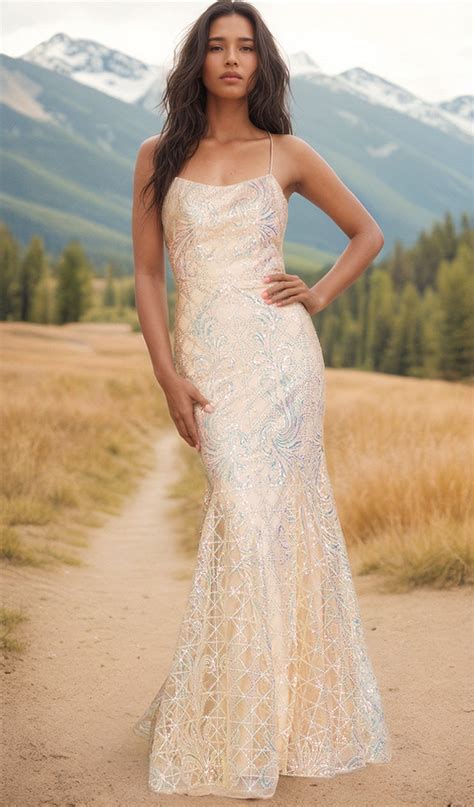 Iridescent Embellished Long Prom Dress Promgirl