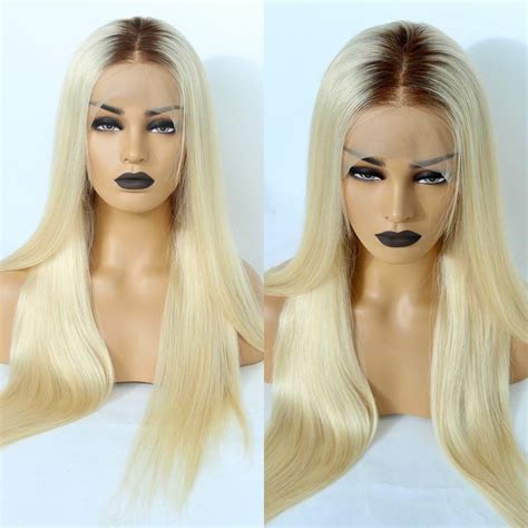 Platinum Ombre Blonde Full Lace Remy Hair Straight Blonde Hair