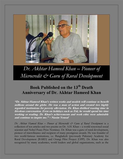 Book Published On The 13th Death Anniversary Of Dr Akhtar Hameed Khan By Scholar And Historian