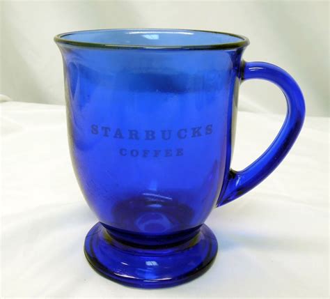 Starbucks Coffee Mug Cup Cobalt Blue Anchor Hocking 45 Footed