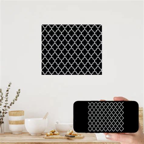 Black And White Latticework Quatrefoil Trellis Poster Zazzle