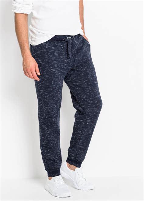 Comfortabele Heren Joggingbroek Met Geribde Boorden Donkerblauw Gem Leerd