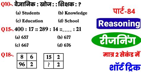 Reasoning परकटस Set84 SSC Railway UPP RPF SI NTPC CGL CHSL