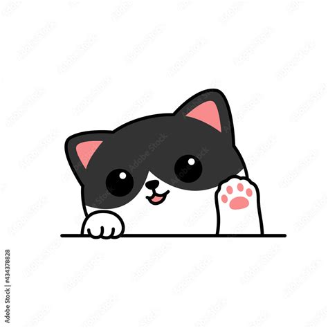 Cute Cat Waving Paw Cartoon Vector Illustration Stock Vector Adobe Stock