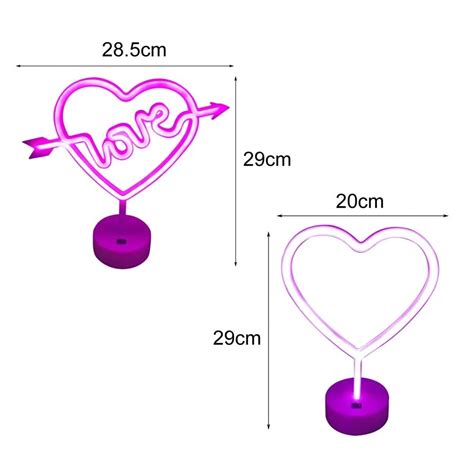 Veilleuse Love With Base Lampe Néon Led En Forme De Cœur Avec Socle