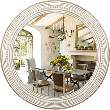 Amazon RiteSune Farmhouse Round Large 30 Wall Mirror With Wooden