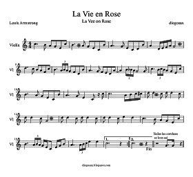 Partitura de La Vie en Rose para Violín de Louis Armstrong para tocarla