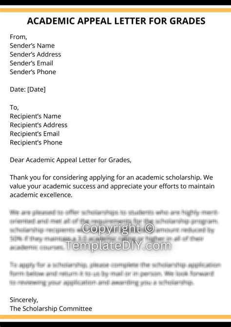 Academic Appeal Letter For Grades Sample