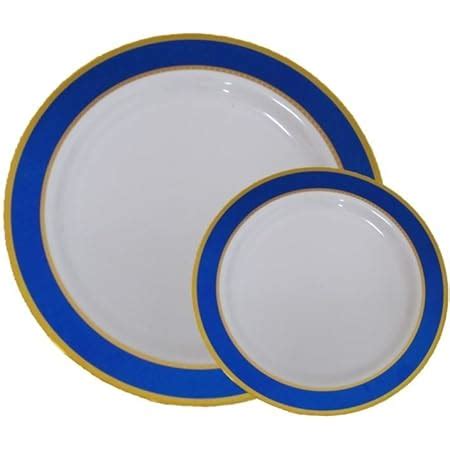 Amazon Disposable Plastic Dinner Dessert Plates With Blue And Gold