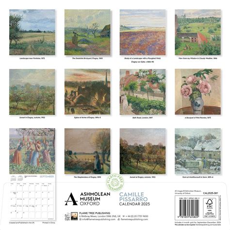 Ashmolean Museum Camille Pissarro Wall Calendar 2025 Art Calendar