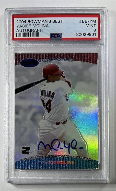 2004 Bowmans Best Yadier Molina Bb Ym Rc Rookie On Card Auto Psa 9