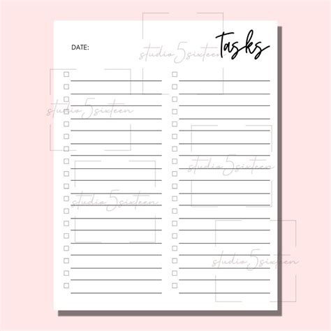 task checklist printable tasks list digital  checklist