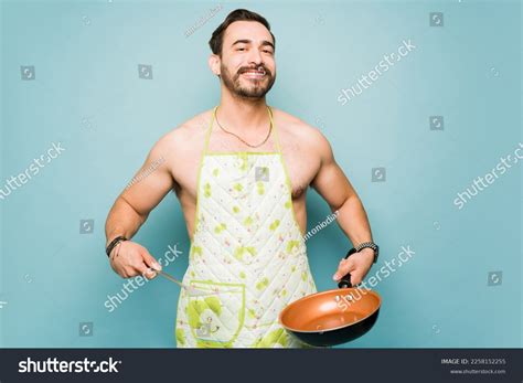 Naked Attractive Caucasian Man Wearing Apron Stock Photo 2258152255