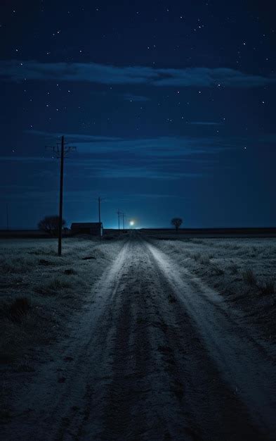 Premium Photo | Capturing an isolated path in an open field at night