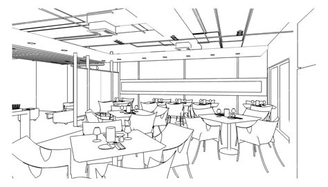 Premium Photo Line Drawing Of Restaurantmodern Design3d Rendering