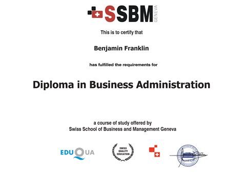 Diploma In Business Administration Swiss School Of Business And