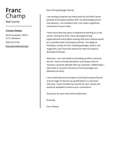 Mail Carrier Cover Letter Example Free Guide