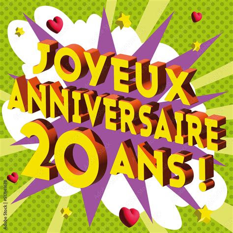 Carte Joyeux Anniversaire 20 Ans 2023 1 Stock Vector Adobe Stock