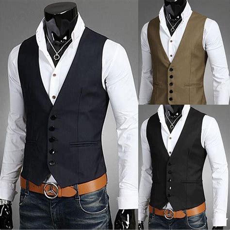 Dress Vests For Men Slim Fit Mens Suit Vest Male Waistcoat Gilet Homme