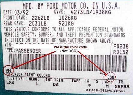 Paint Codes For Ford