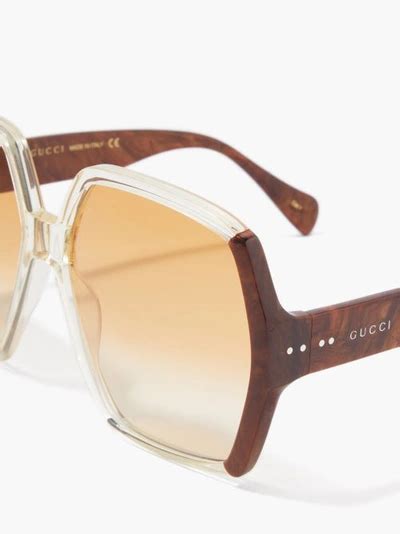 Gucci Oversized Hexagon Tortoiseshell Acetate Sunglasses In Neutrals Modesens