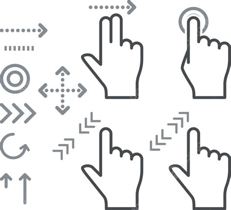 Touch Screen Gesture Hand Signs Icons Tapping Screen Gesture Vector