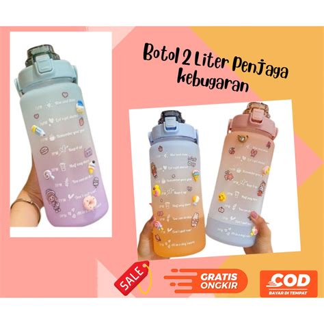 Jual Botol Minum Jumbo Motivasi Pelangi Viral Liter Plus Stiker D D