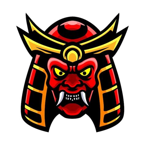 Rotes Oni Kopf Logo Maskottchen Design Premium Vektor