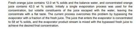 Solved Fresh Orange Juice Contains Wt Solids And The Chegg