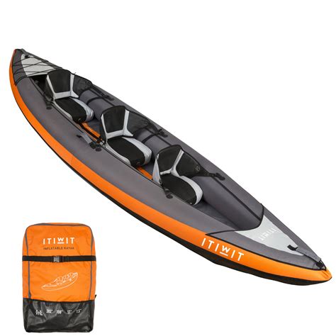 3 Seater Inflatable Kayak Kti 100 Orange Itiwit Decathlon