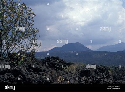 Lava fields and Volcan Paricutin, a cinder cone volcano in Michoacan ...