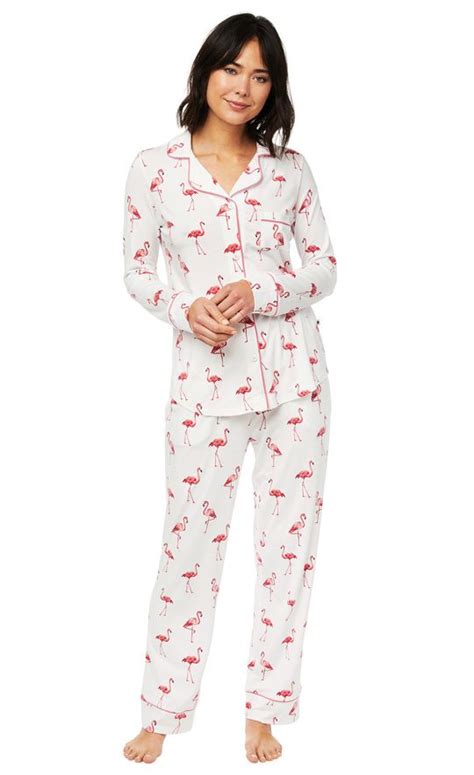 The Cats Pajamas Womens Flamazing Pima Knit Classic Pajama Set