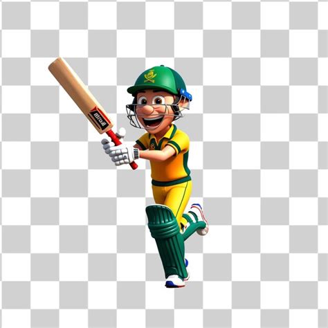 A cartoon figure with a bat that says cricket on it | Premium AI ...