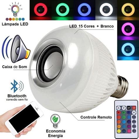 Lampada Bluetooth De Led Caixa De Som C Controle Rgb 12W Shopee Brasil