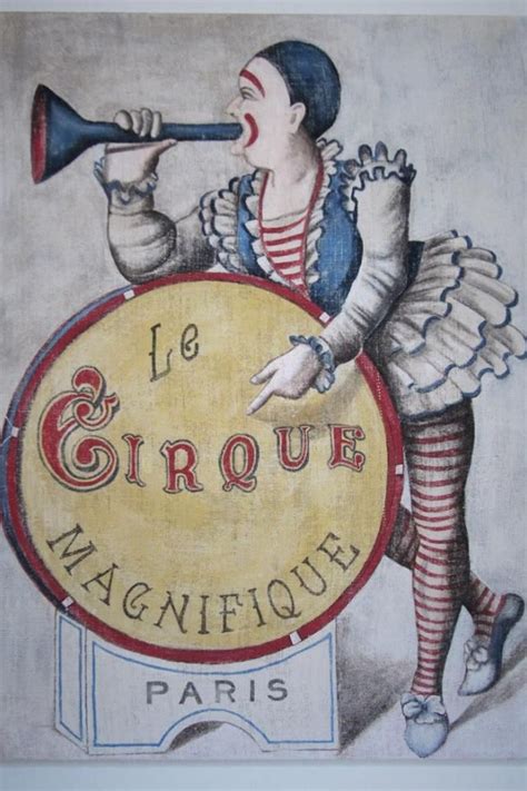 French Circus Original Painting On Burlap Antiquevintage Style One Of