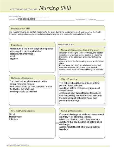 Ati Thermoregulation Post Partum Care Active Learning Templates